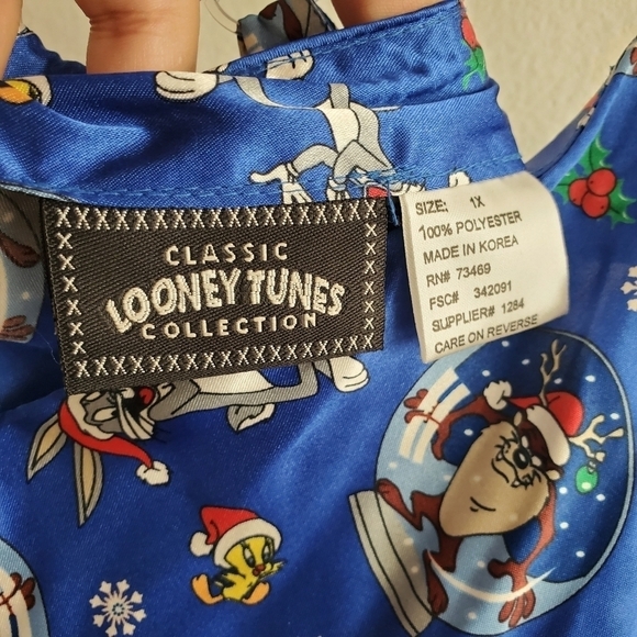 VTG Looney Tunes Blue Christmas Sleep Dress Nightgown - Picture 3 of 7